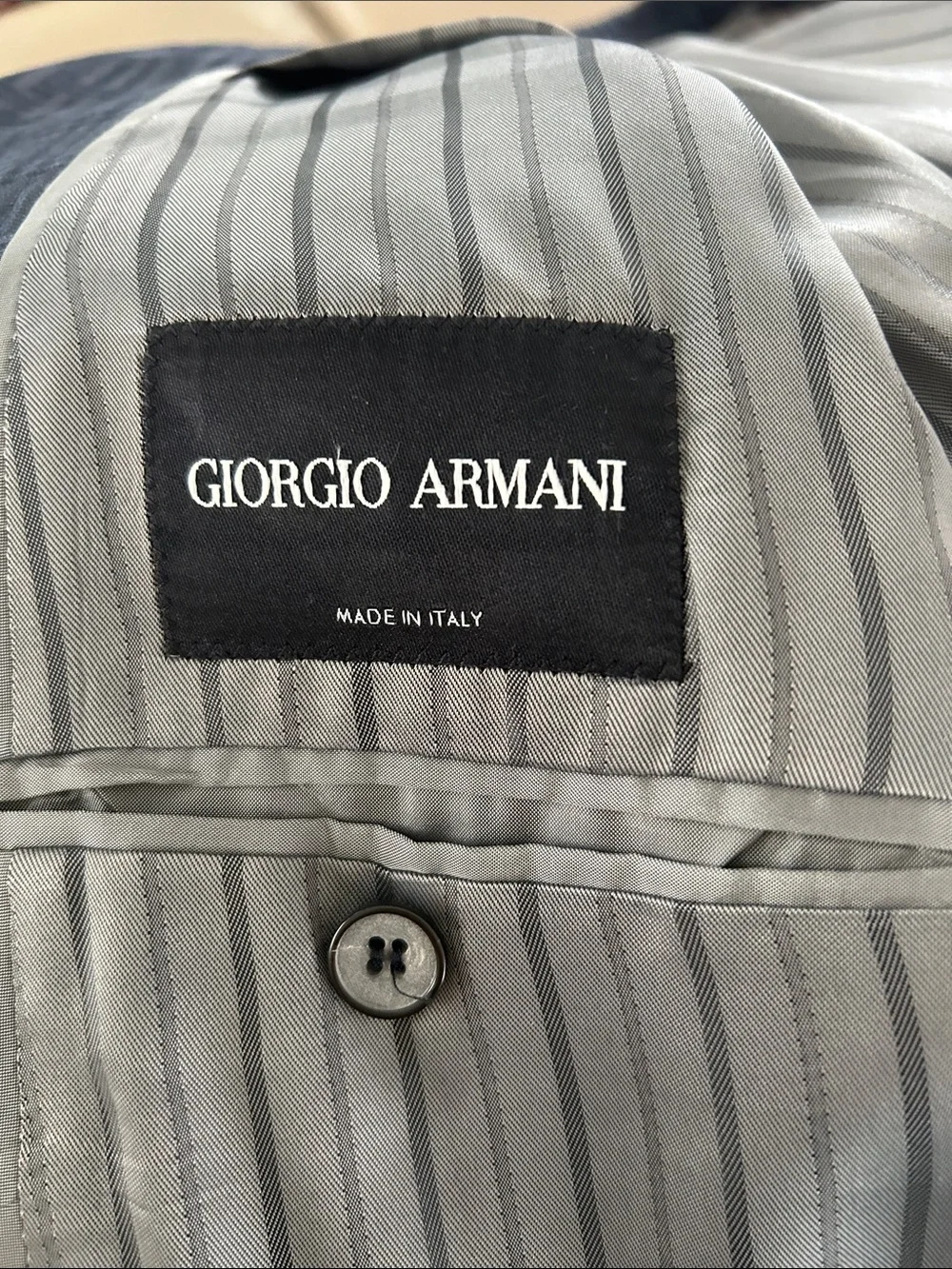 Giorgio Armani Dark Navy Patterned Single-Breasted Blazer